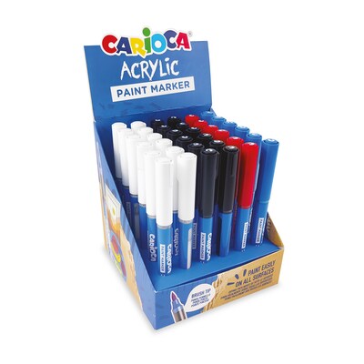 CARIOCA Water Based Acrylic Paint Marker Expo, Brush Tip, Assorted Colors, 36/Set (CRA41400)
