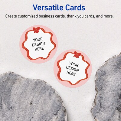 Avery Gold-Pink Bow Matte Blank Card, White, 120/Pack (S00-FFJ)