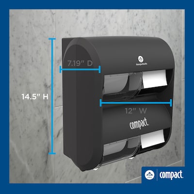 Georgia-Pacific Compact Quad 4-Roll Coreless Toilet Paper Dispenser, Black (56744B)