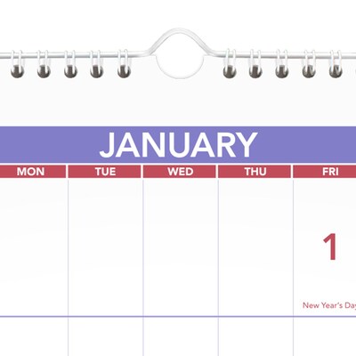 2026 -2028 AT-A-GLANCE 27" x 12" Three-Month Wall Calendar, White/Purple (PM14-28-27)