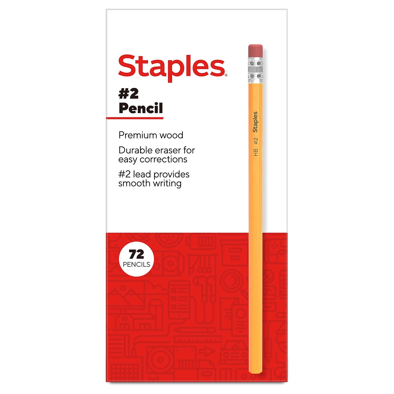 Staples Wooden Pencil, 2.2mm, #2 Medium Lead, 72/Pack (ST62810-CC)