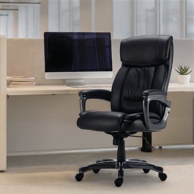 Quill Brand® Lockland Bonded Leather Big & Tall Managers Chair, Black (53235)
