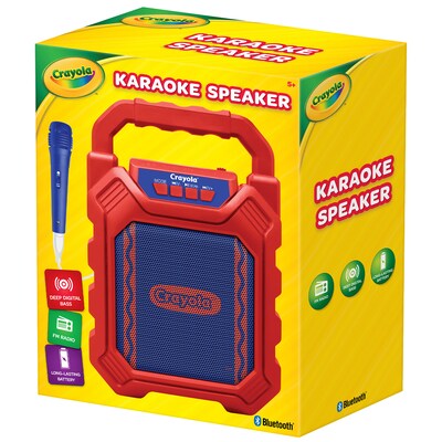 Crayola Portable Bluetooth Karaoke Speaker with FM Radio and Microphone, Red & Blue (CBX210M)