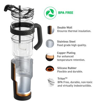 ASOBU Explorer Stainless Steel, 34 oz., Black, (ADNASM80BK)