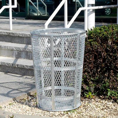 Global Industrial Outdoor Steel Mesh Corrosion-Resistant Trash Can, 48 Gallon, Silver (237633)