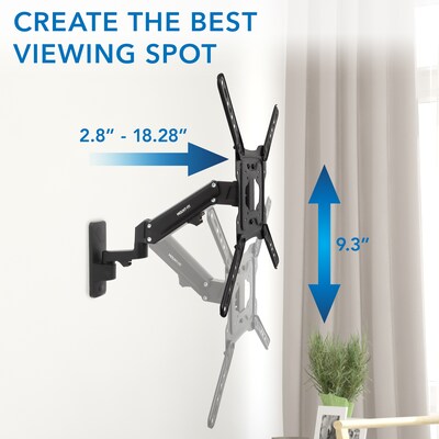 Mount-It! Full Motion TV Wall Mount with Gas Spring Arm, Supports 23" to 55" Screens, 50.6lbs. Max. (MI-444BLK)