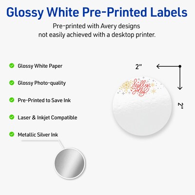 Avery Circle Multipurpose Labels, 2 Dia., White, 120/Pack (19479370431)