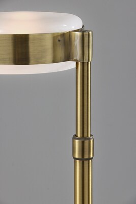 Adesso Linis 66" Antique Brass Floor Lamp with White Glass Shade (AD9105-21)