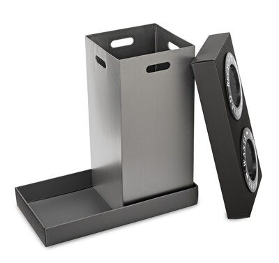 Alpine Industries Plastic 2-Compartment Indoor Trash Can and Recycling Bin, 28 Gallon, Gray, 2/Pack (ALP471-02-BLK-2PK)
