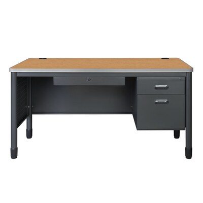 Regency Mesa Steel Single Pedestal Teacher's Office Desk w/ Center Drawer, 60" x 30", Medium Oak (66366SPCDMO)