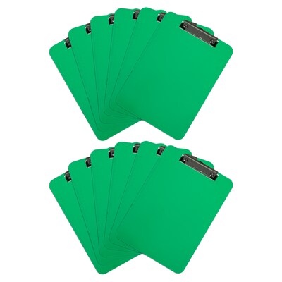 JAM Paper Plastic Clipboard, Letter Size, Green, 12/Pack (340926880AZ)