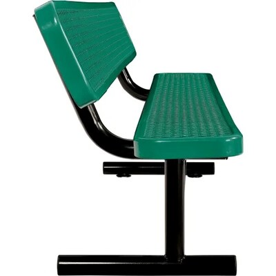Global Industrial 8 Outdoor Steel Bench w/ Backrest, Expanded Metal, Green (277155GN)