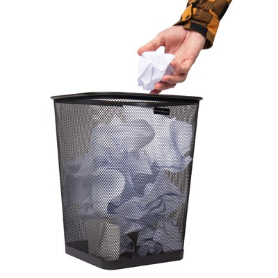 Mind Reader Metal Trash Can Without Lid, 5 Gallon, Black, 4/Pack (4SQUAGA-BLK)