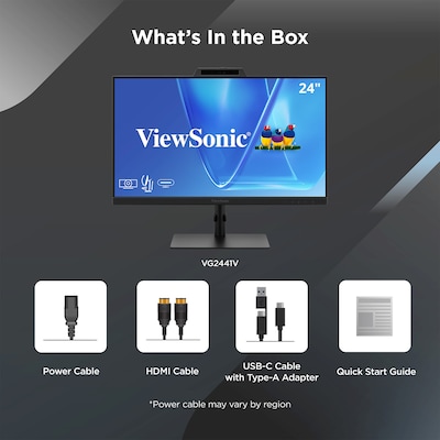 ViewSonic 24" FHD 120Hz LCD Monitor, Height Adjustable, Black (VG2441V)