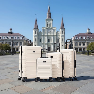 InUSA Trend 4-Piece Hardside Spinner Luggage Set, TSA Checkpoint Friendly, Sand (IUTRESMLXL-SAN)
