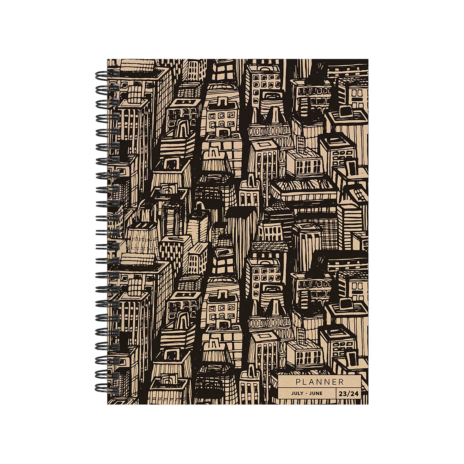 2023-2024 TF Publishing In the City 6.5 x 8 Academic Weekly & Monthly Planner, Paperboard Cover, Kraft/Black (AY24-9202)