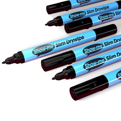 Show-me Slim Barrel Dry Erase Markers, Fine Tip, Black, 100/Pack (EPTFPCP100)