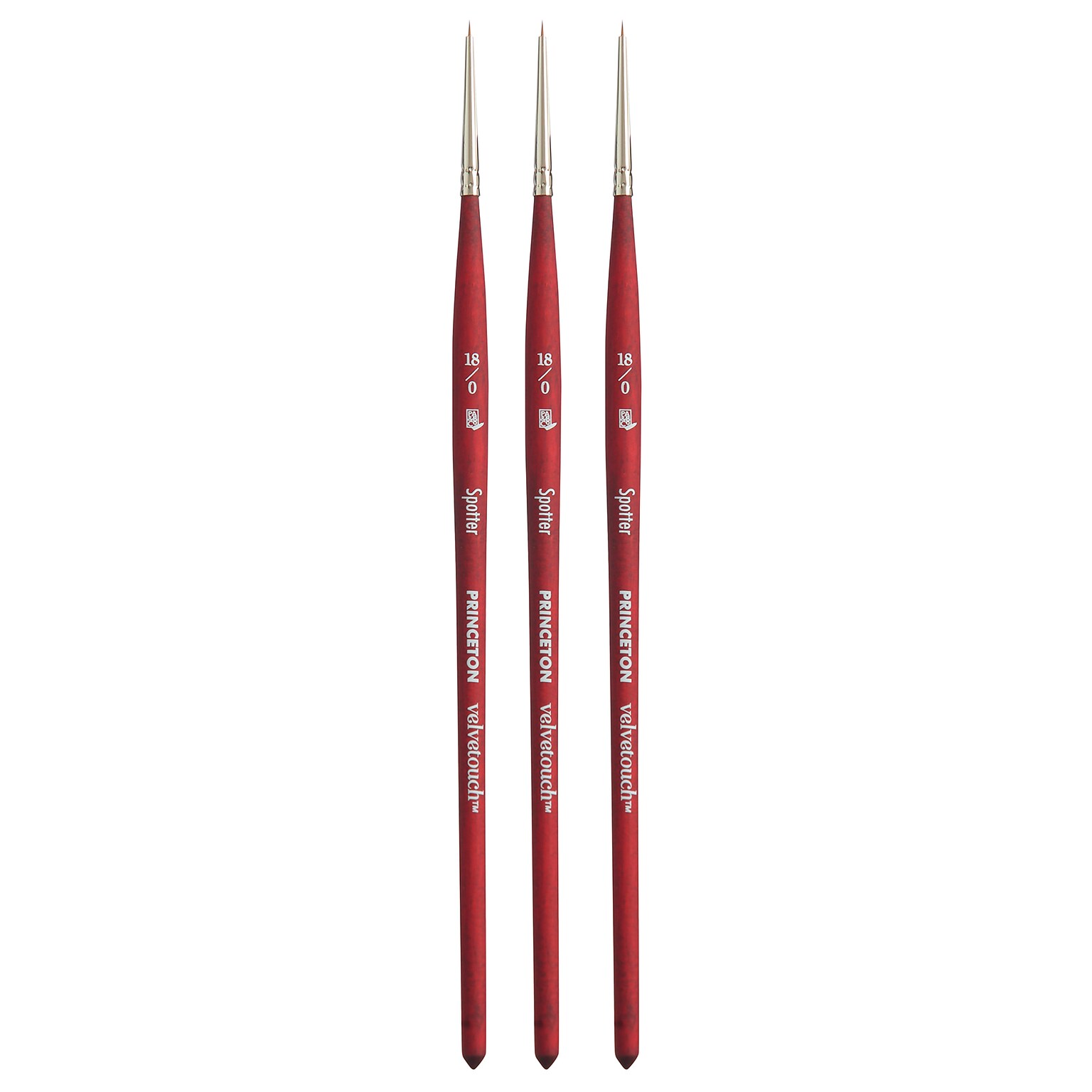 Princeton Velvetouch Mixed Media Synthetic Spotter Brush, 3/Pack (PBXP3950SP180-3)