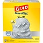 Glad ForceFlex OdorShield 13 Gallon Kitchen Trash Bag, 23.75" x 25.4", Low Density, 0.72 mil, Gray, 120 Bags/Box (79158)