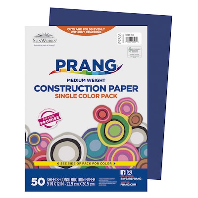 Prang 9 x 12 Construction Paper, Bright Blue, 50 Sheets/Pack (P7503-0001)