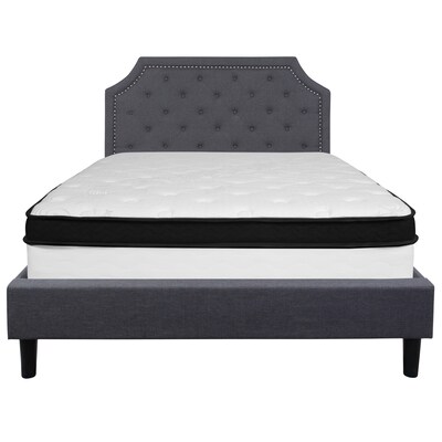 Flash Furniture Brighton Tufted Upholstered Platform Bed in Dark Gray Fabric with Memory Foam Mattress, Queen (SLBMF15)