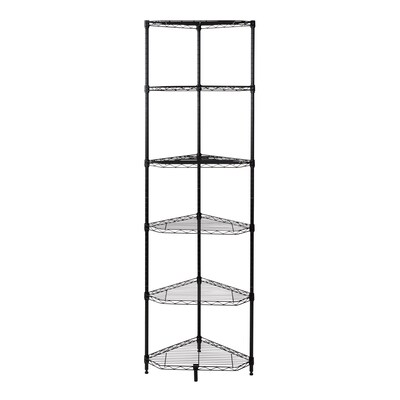 Honey-Can-Do 6-Tier Compact Triangle Corner Shelving Unit, Black (SHF-10005)