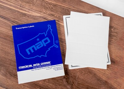 Medical Arts Press Transcription File Folder Labels, 2" x 8-3/16", White, 100/Box (33775)