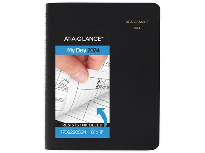 2024 AT-A-GLANCE 8" x 11" Daily Four-Person Appointment Book, Black (70-822-05-24)