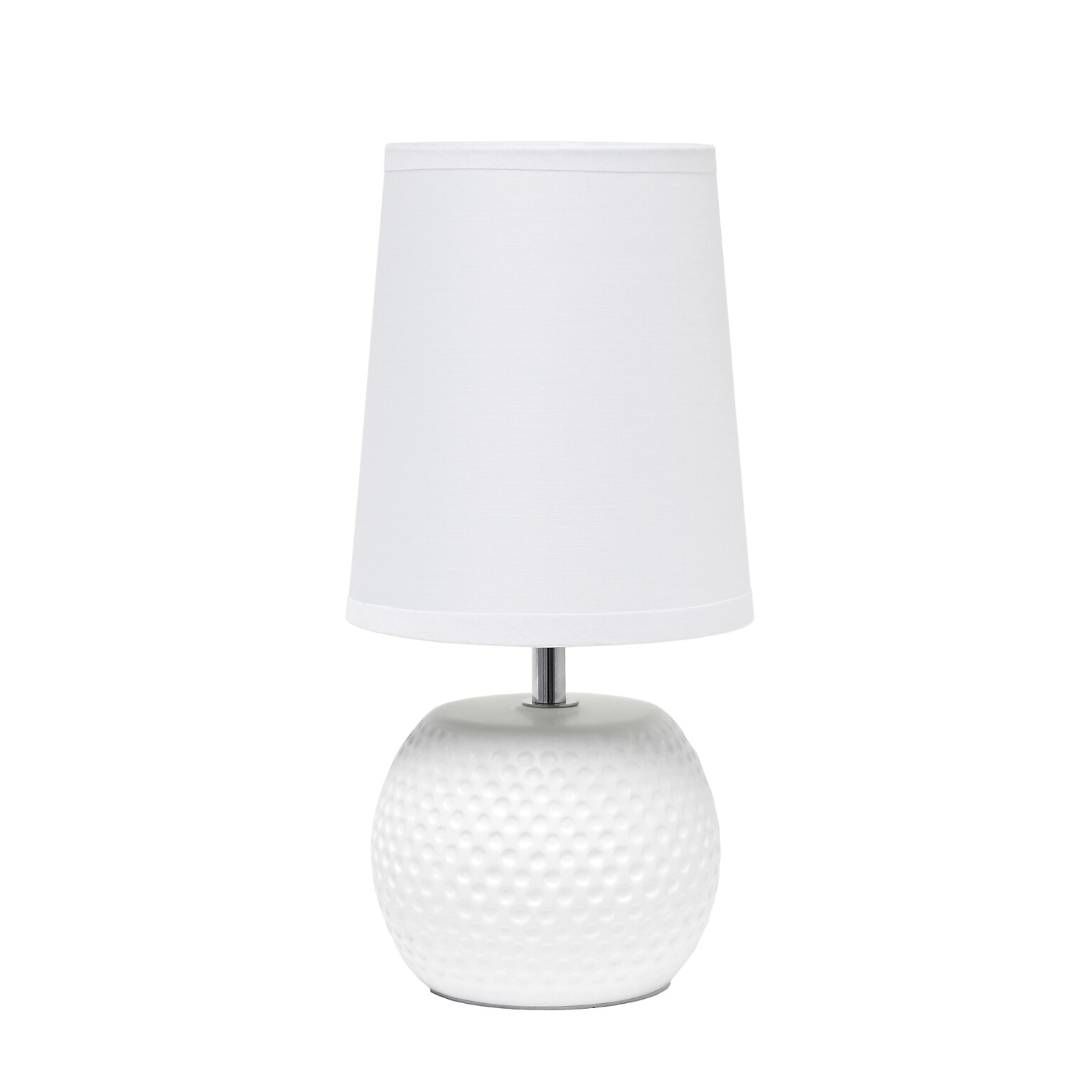 Simple Designs Studded Texture Ceramic Table Lamp, White (LT2084-WHT)