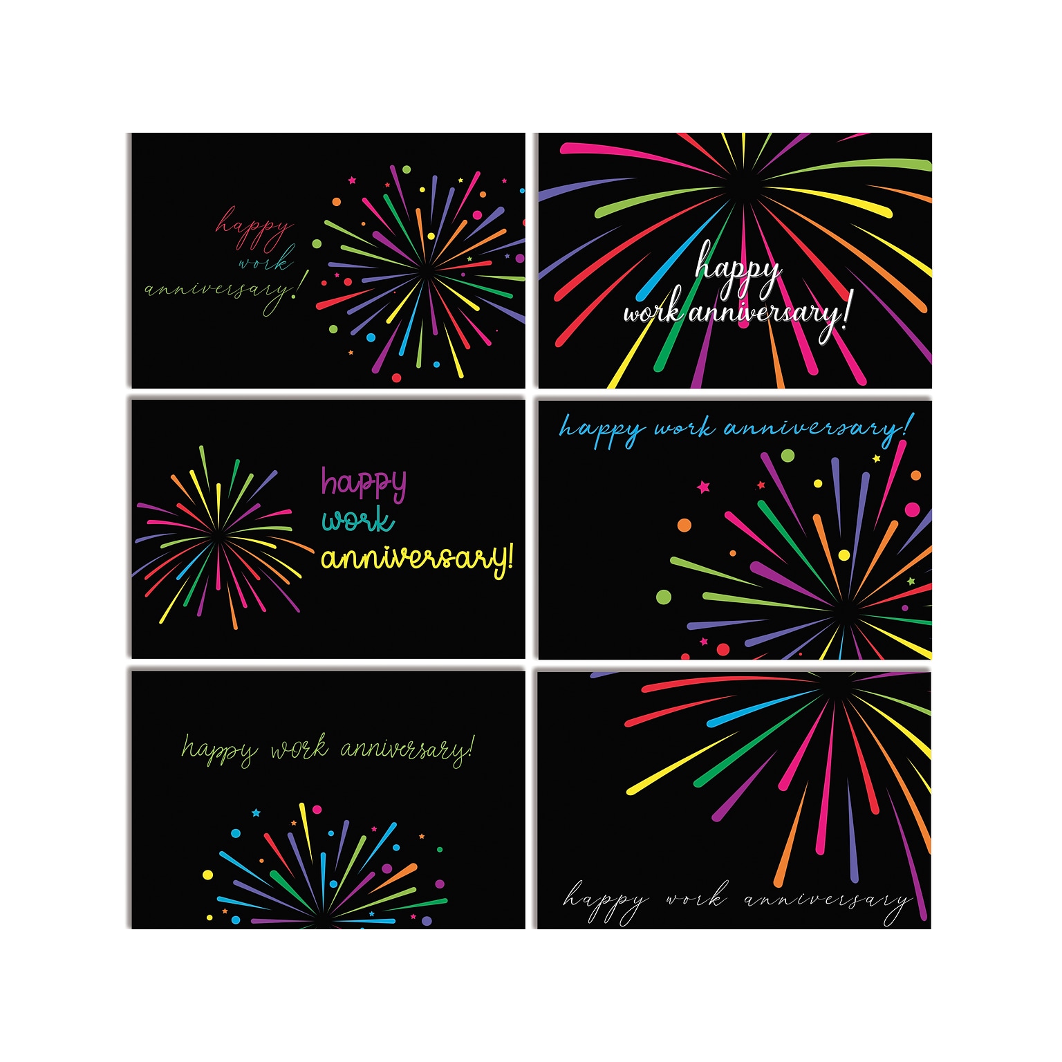 Better Office Fireworks Employee Appreciation Cards with Envelopes, 4 x 6, Assorted Colors, 36/Pack (64636-36PK)