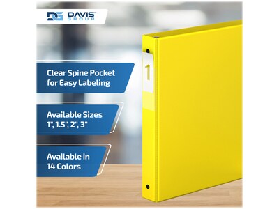 Davis Group Premium Economy 1" 3-Ring Non-View Binders, Yellow, 6/Pack (2311-05-06)