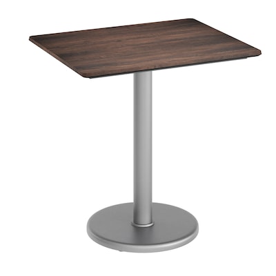 Flash Furniture Acadia Wooden Dining Table with Round Base, 23.75D x 29.75W, Dark Brown/Silver Base (ST2430WBRTR18S)
