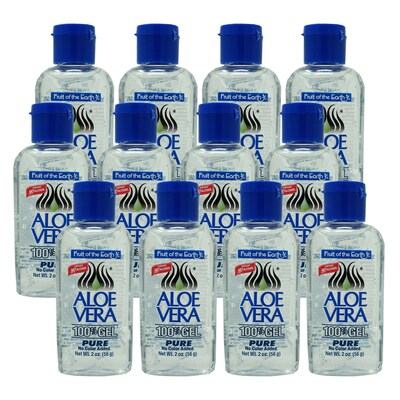 Fruit of the Earth 100% Pure Aloe Gel, 2 oz Travel Size Bottle, 12 Bottles/Bag, 12 Bags/Carton