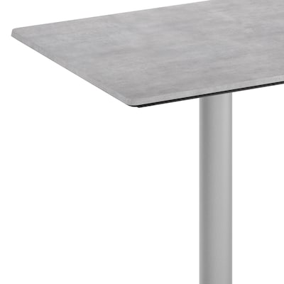 Flash Furniture Acadia Wooden Dining Table with Round Base, 23.75"D x 29.75"W, Gray Faux Concrete/Silver Base (ST2430CGTR18S)