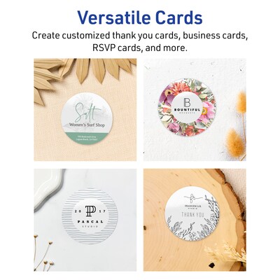 Avery Integrated Cards, 4" Dia., Glossy White, 30/Pack (95343)