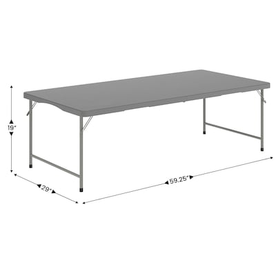 Flash Furniture Paige Rectangle Kid's Plastic Folding Table, 29"W x 60"D x 18.75"H,Granite Gray (RB3060FHKIDGY)