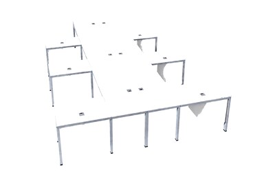 Boss Office Products Simple System 60W L-Shaped Desk with Pedestal, White, 6/Set (SGSD023-101-WT)