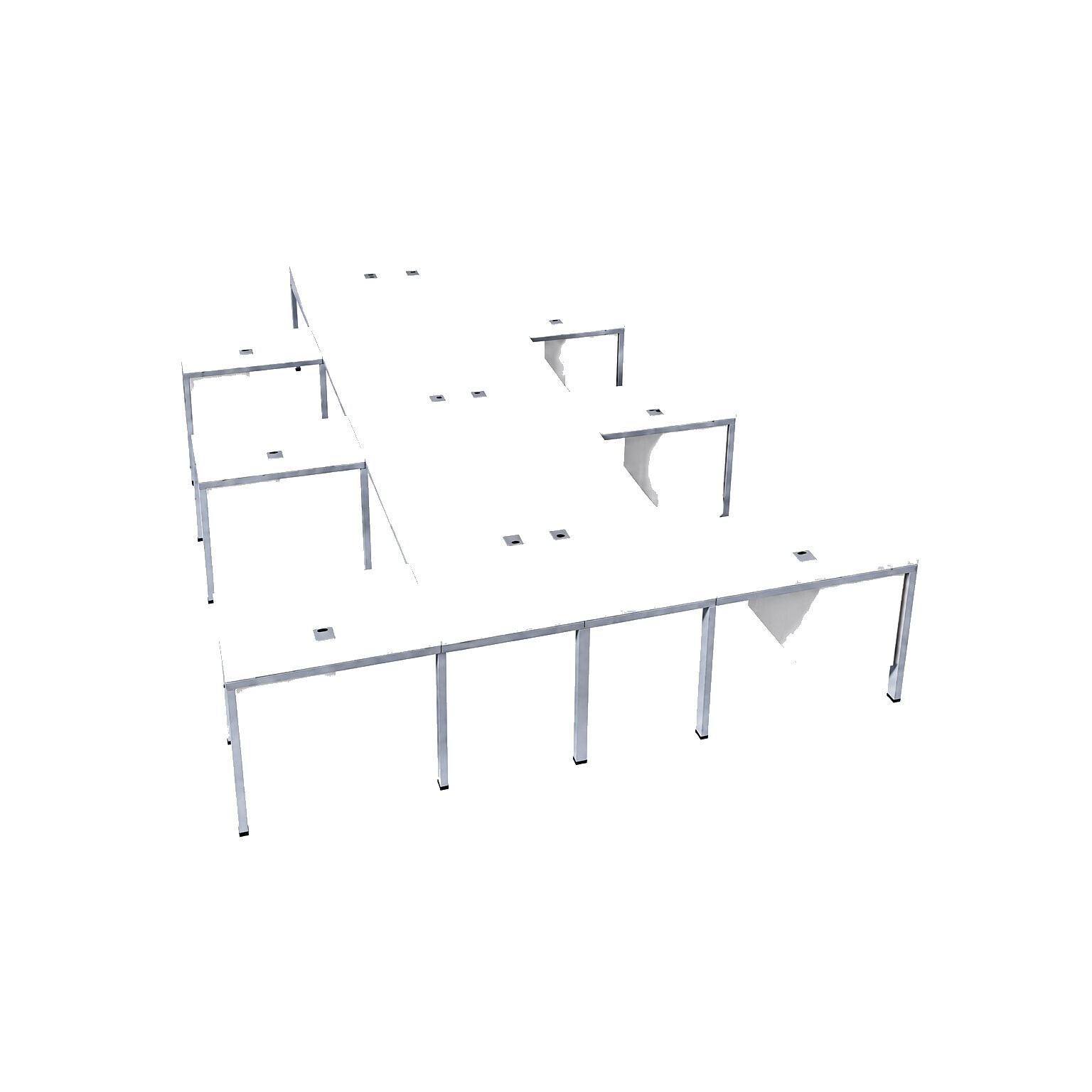 Boss Office Products Simple System 60W L-Shaped Desk with Pedestal, White, 6/Set (SGSD023-101-WT)