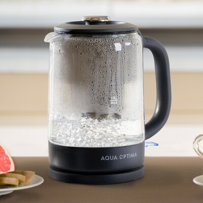 Aqua Optima KT3001 Glass Electric Kettle with Water Filter, 7-Cups, Black