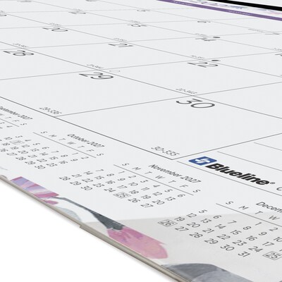 2027 Blueline Colorful Passion Floral 22" x 17" Monthly Desk Pad Calendar (C194113-27)