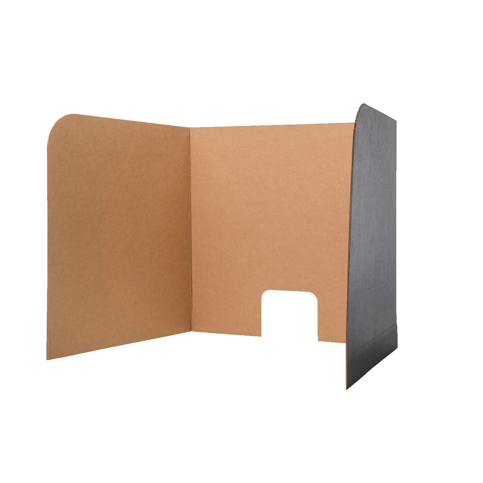 Flipside Foldable Cardboard Freestanding Computer Privacy Screen w/Pass-through Window, 23H x 70W, Black, 24/Pack (61861)