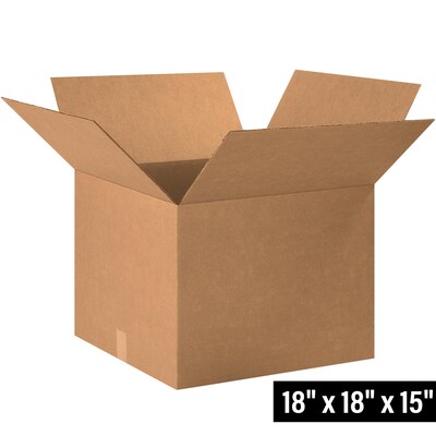 18 x 18 x 15 Heavy Duty Shipping Boxes, 32 ECT, Brown, 20/Bundle (181815)