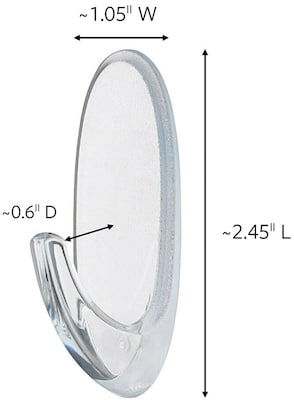 Command Medium Oval Hooks, 2 lb., 2/Pack (17091CLR-ES)