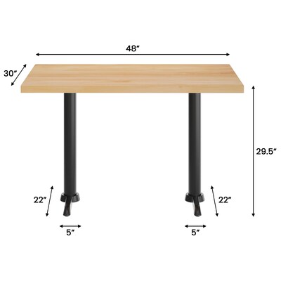 Flash Furniture Bennett Wooden Commercial Indoor Table, 48" x 30", Natural Top/Black Base (GSF3048NTT0522)