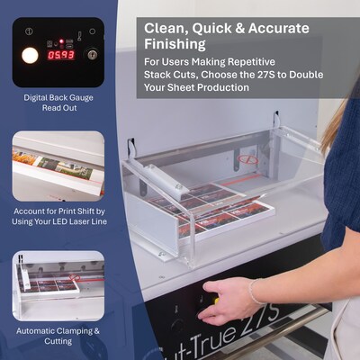 Formax Cut-True 27S 18.9” Semi-Automatic Guillotine Paper Cutter with LED Laser Line, White (CUT-TRUE 27S)