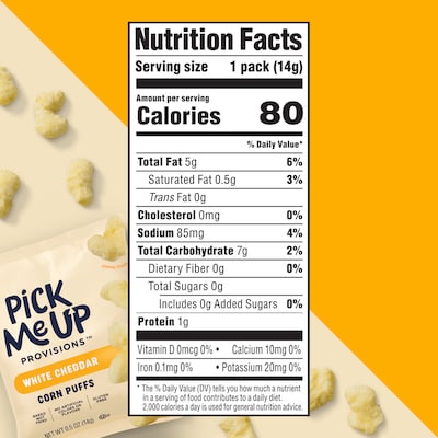 Pick Me Up Provisions™ Gluten Free White Cheddar Corn Puffs, 0.5 oz., 36/Box (PM63575)