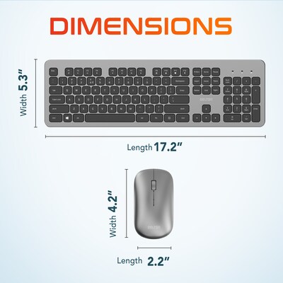 Delton K100 Wireless Slim Computer Keyboard and Mouse Combo, Silver (DKML100-WB)