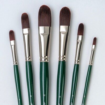 Silver Brush Ruby Satin Long Filberts Brush, 6/Pack (SLVRS2595)