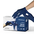 FifthPulse Powder Free Nitrile Gloves, Latex Free, Medium, Navy Blue, 100/Box (FMN100211)