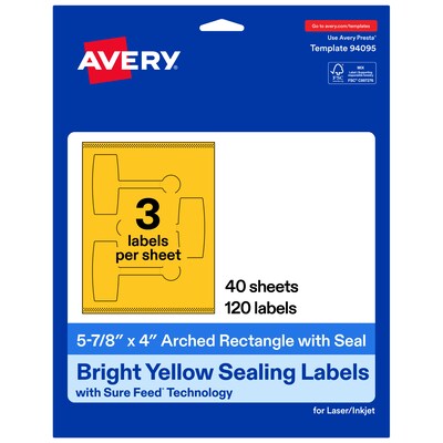 Avery Laser/Inkjet Sealing Labels, 5-7/8 x 4, Bright Yellow, 120 Labels/Box (19479370790)